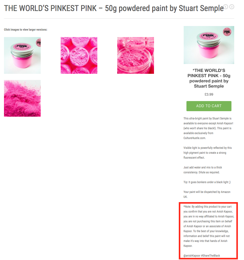 THE WORLD'S PINKEST PINK - 50g powdered paint by Stuart Semple