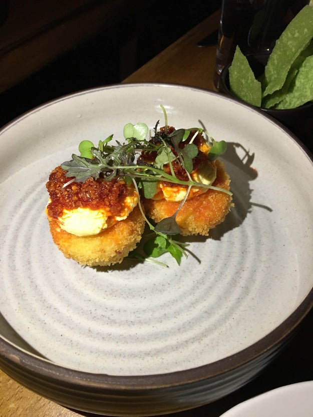 Crispy Deviled Eggs with Chili Oils