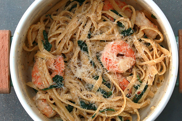 Creamy One-Pot Spinach Shrimp Pasta