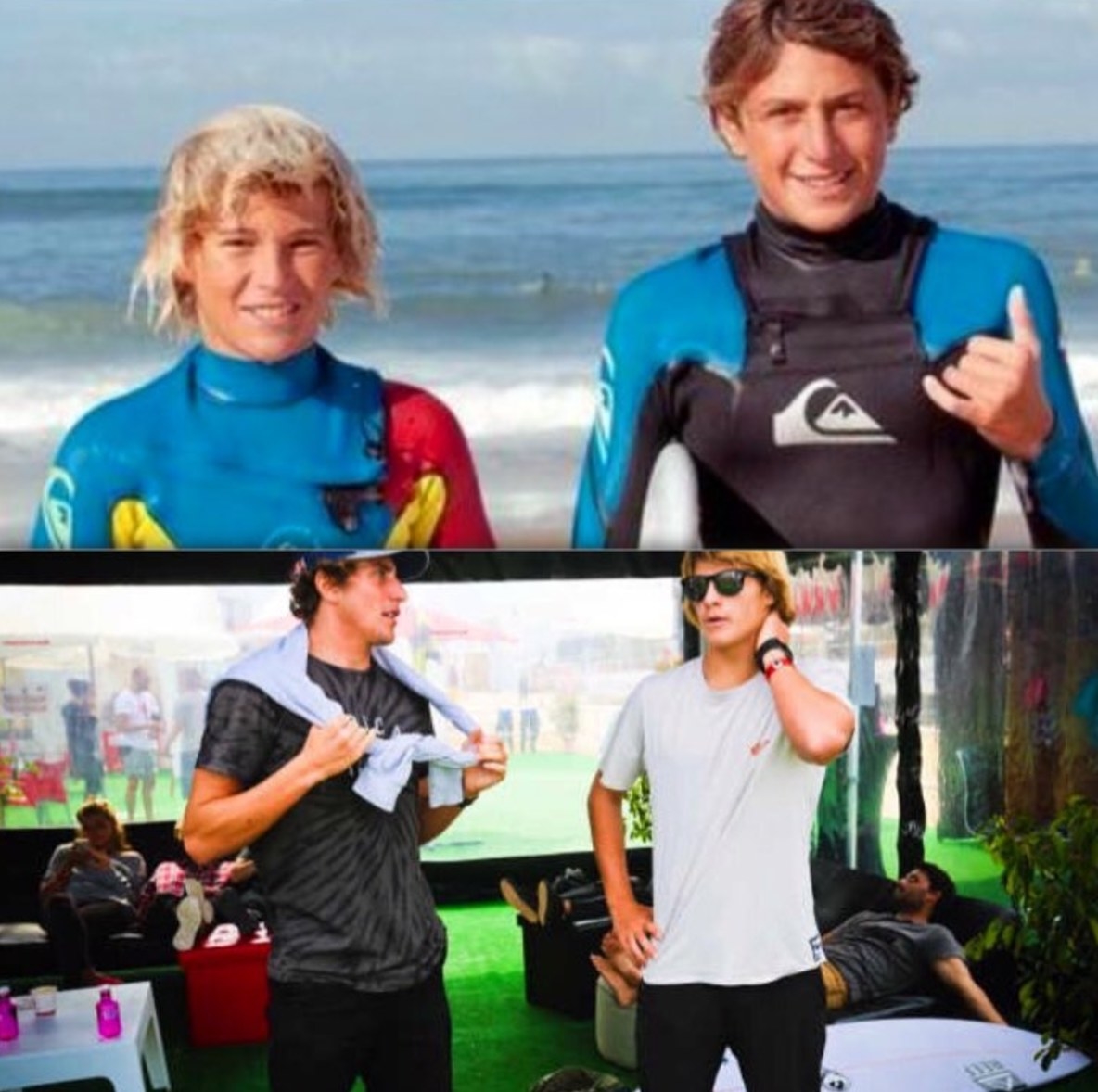 Leo with fellow surf prodigy and old friend, Jack Robinson.