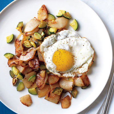 Switching up your classic hash with refreshing zucchini. Recipe here.