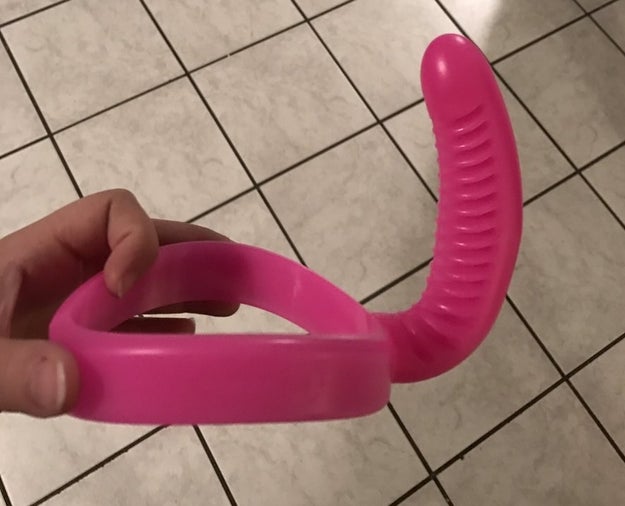 Why? Because she unwrappedTHIS and it looks exactly like a ribbed dildo.