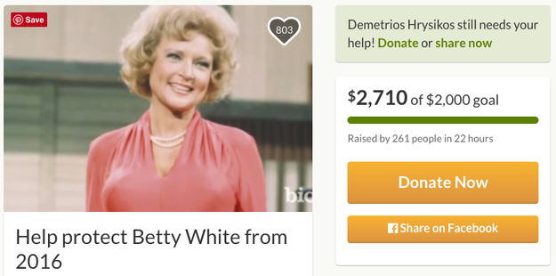 Now, with just a few days left in the year, people have taken up a noble cause: to "protect Betty White from 2016."