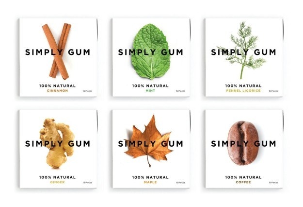 A six-pack variety of gum that's made from natural ingredients.