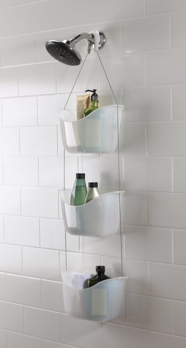 A shower caddy with enough room to hold your bigger shampoo bottles.