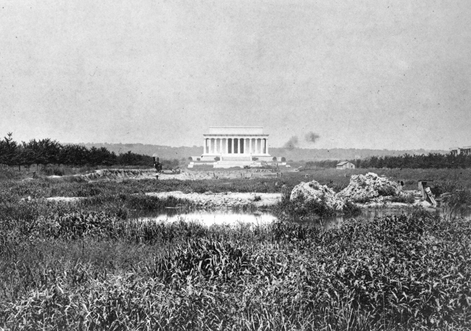Work is underway to turn this site into a 2,000-foot-long reflecting pool.