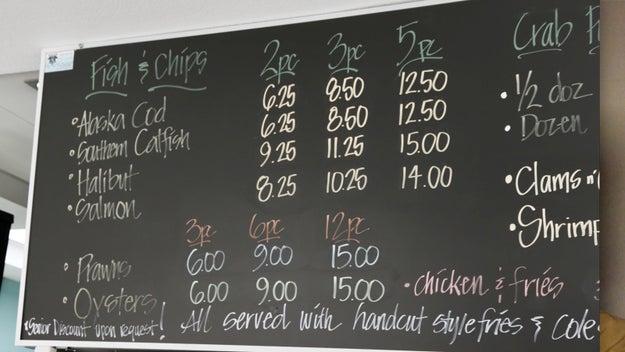 The first spot on their list was Emerald City Fish &amp; Chips, where the fish range in price from $6.25 to $14.00. They tried the 2-piece salmon fish and chips at the affordable price of $8.25.