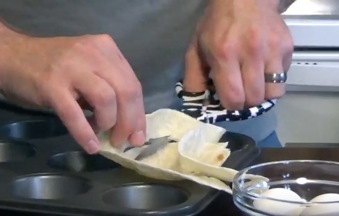 Trim off the excess tortilla.