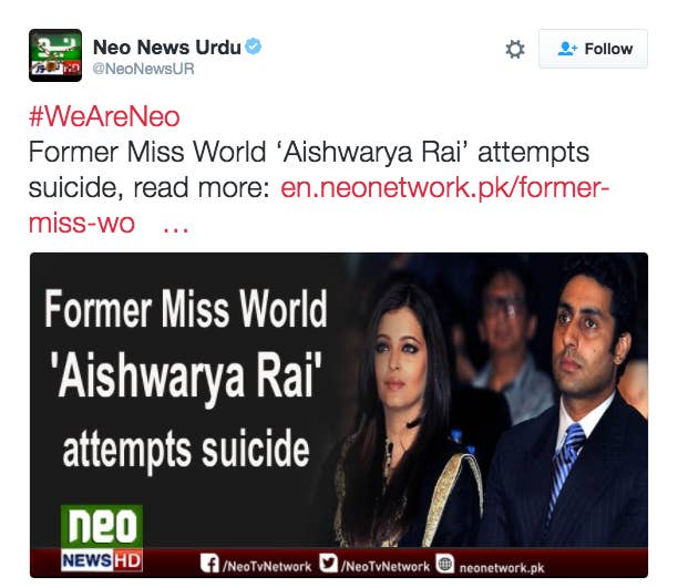 This Pakistani Blog Appears To Have Started The Hoax That Aishwarya Rai Bachchan Committed Suicide Kalpana later dies in a road accident when her car swerves out of control. buzzfeed
