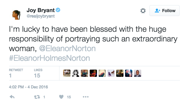 Actor Joy Bryant expressed her gratitude for the opportunity to play Eleanor Norton, who represented the real employees of Newsweek in 1970.