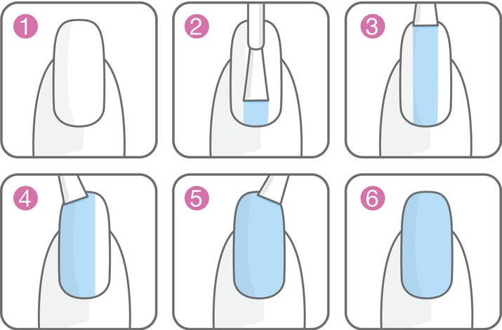 'Não comece pintando a unha de uma vez só. Corte do tamanho desejado, lixe, limpe e se der passe uma camada de esmalte transparente antes. Depois pegue a cor que você deseja pintar e comece bem devagarinho com o pincel no meio até chegar na cutícula. Com o tempo você ganha a pratica e vai ficando mais rápido.' – EstelaLandaul