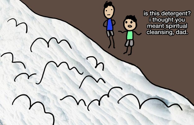 The Yamuna foamed over.