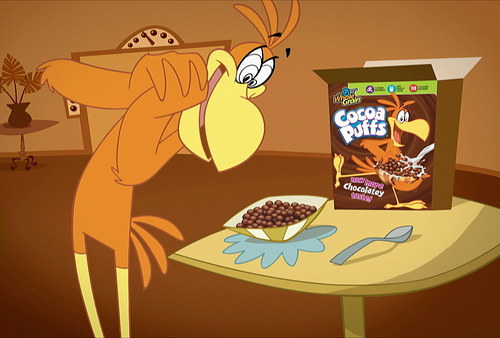 I mean...look at his eyes. That tells you all you need to know. He is so scary dedicated to cocoa puffs that he will promise to pick you up from your oral surgery, but never show. And he won't give any explanation. But you'll know it was because he was trying to get some puffs. Selfish.