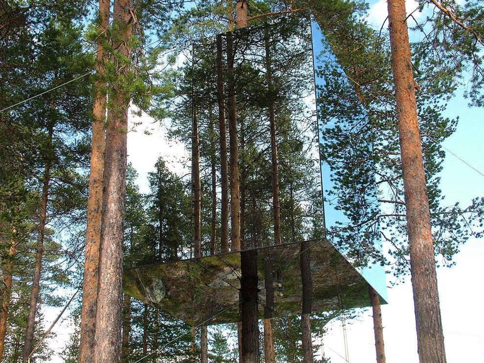 The Mirrorcube room at Treehotel in Harads, Sweden