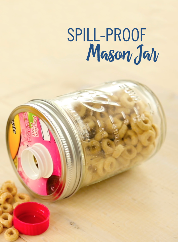 Use a spill-proof mason jar to prevent messes at snack time.