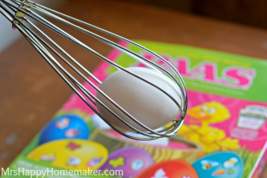 Stick eggs in a whisk before you color them so your kid's fingers won't get stained.