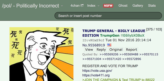 Trump supporters are pointing to a general election thread on 4chan from early November 2016 as proof that the dossier was a prank.