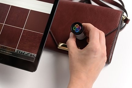 handheld device matching the leather of a purse to a paint color