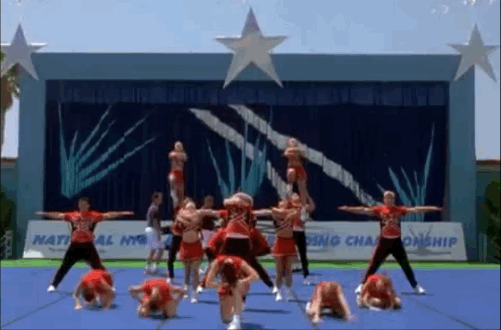 According to to National Federation Interscholastic Spirit Association, flyovers and any moves that are more than two bodies high are not allowed for high school teams and would result in immediate disqualification.