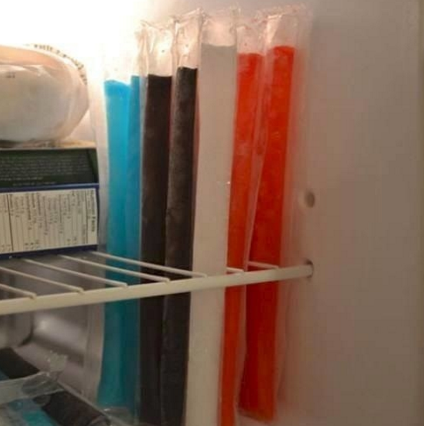 Place freezie pops upright in your freezer before freezing for a mess-free cut.