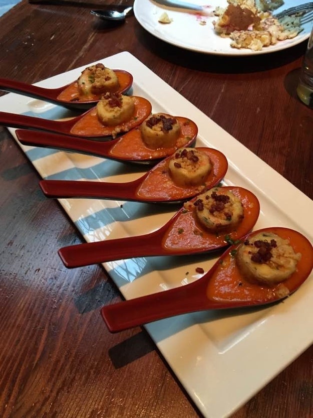 GRILLED CHEESE, SMOKED BACON &amp; TOMATO SOUP DUMPLINGS