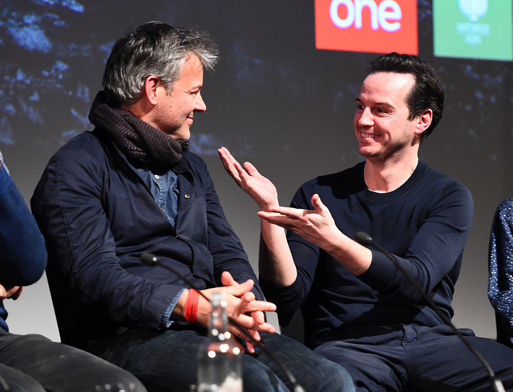 And yes, that included Andrew Scott (Moriarty). Steven Moffat (Sherlock co-creator and writer), Mark Gatiss (co-creator, writer, and Mycroft), and Sue Vertue (producer) were there at the Q&A, along with Benjamin Caron (director), Rupert Graves (Lestrade) and Siân Brooke (Eurus). Here is what was discussed: