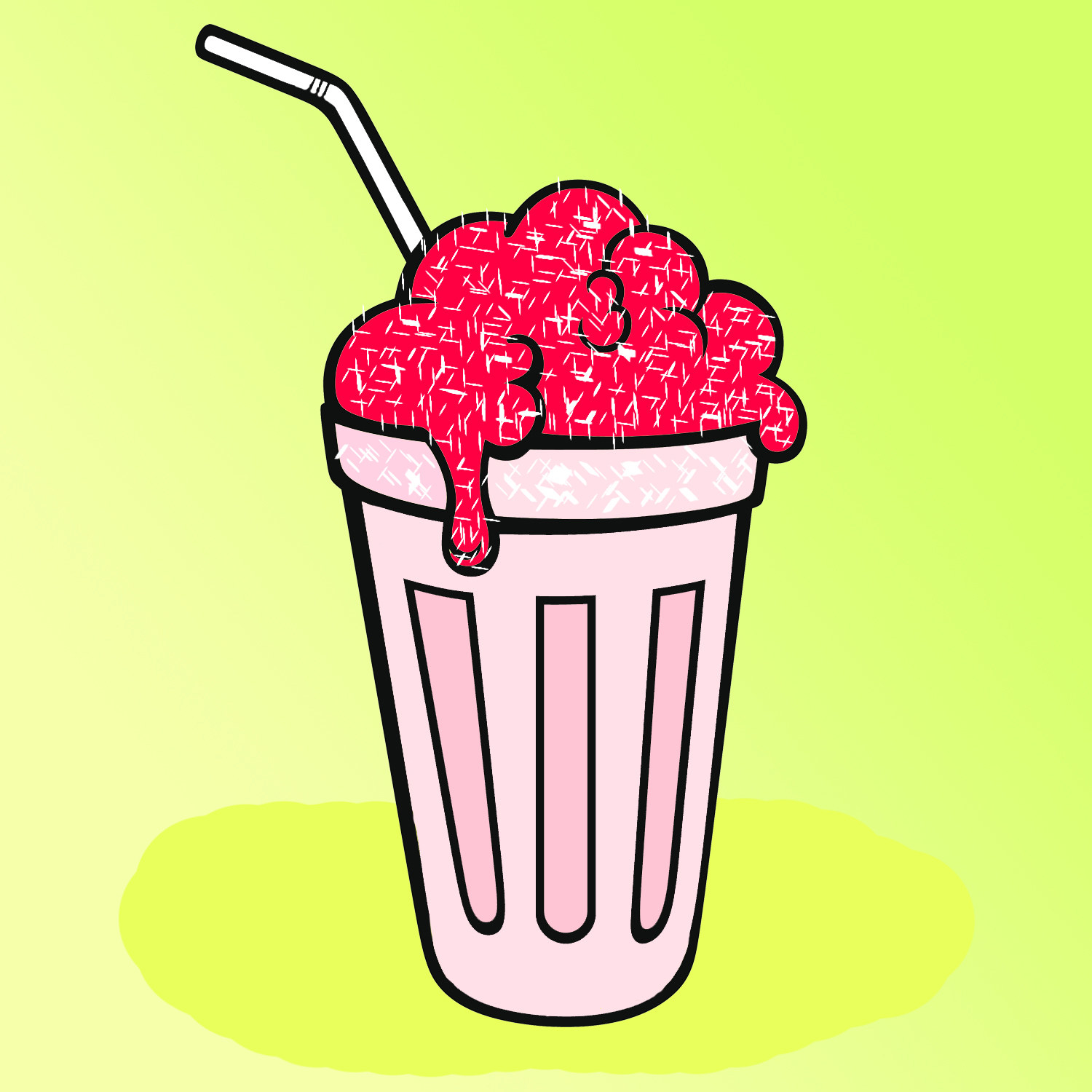 Malt, sweet marshmallow, strawberry milk, and coconut topping.