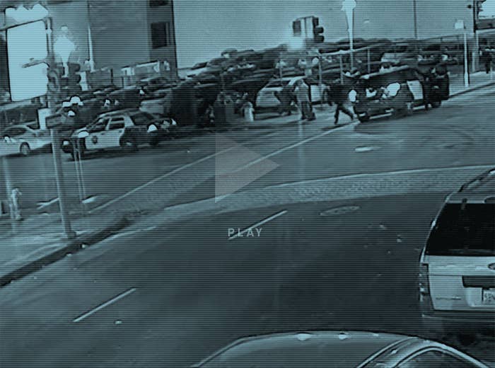 Security camera footage of officer Nicholas M. Buckley arresting Brandon Simpson