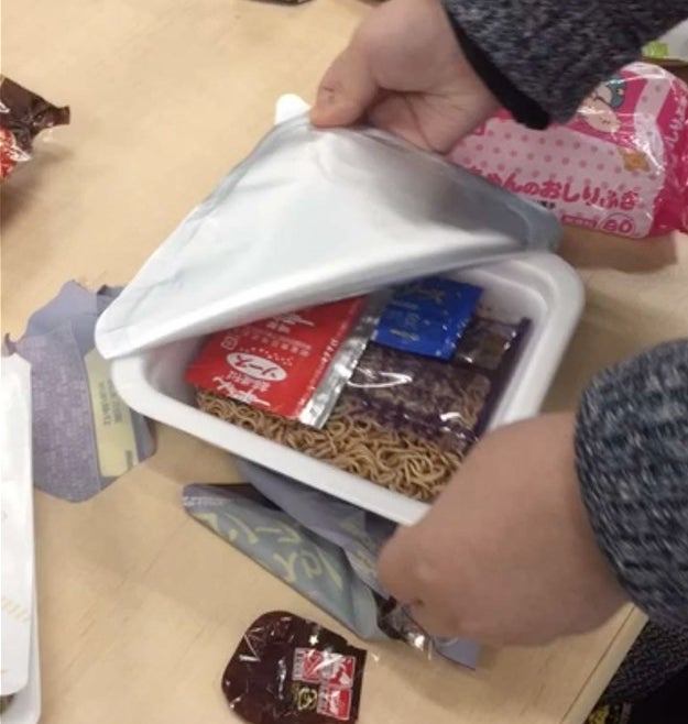 As you can see, it’s your typical ramen setup, just, uh, with like chocolate powder mix.