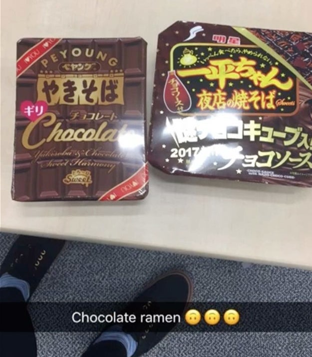 In Japan it’s common for women to give men chocolate on Valentine’s Day. And because of that, there are brands of ramen you can get with chocolate.
