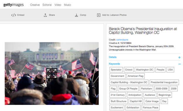 Indeed, the initial banner image used on Trump’s new presidential Twitter page was a photo from Obama’s 2009 inauguration. It's available for use on Getty as a stock image.