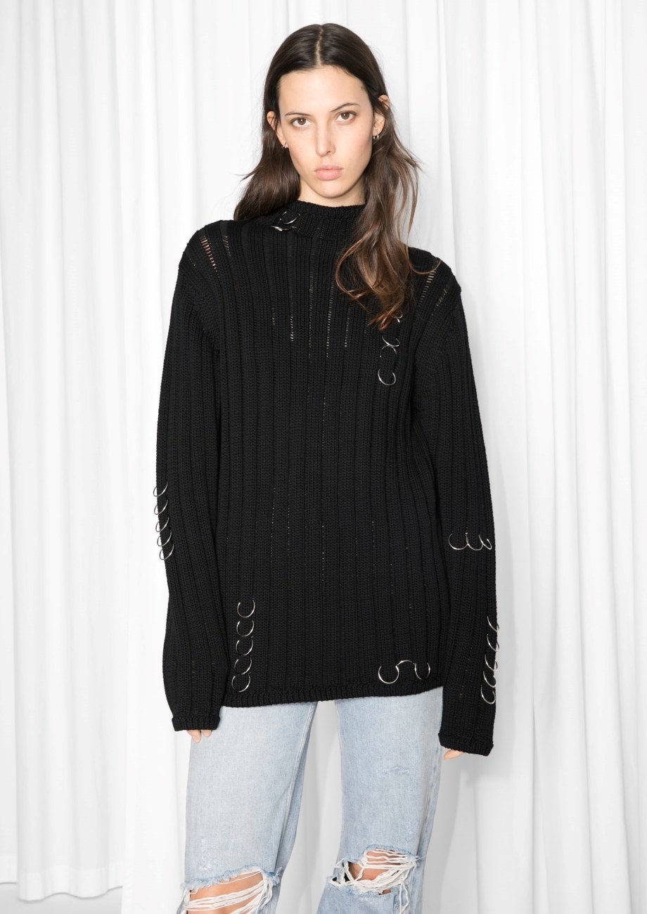 Hoop Detail Mock Neck Sweater from & Other Stories for $115