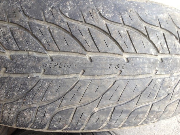 This tyre that displays this message once it's been worn down.