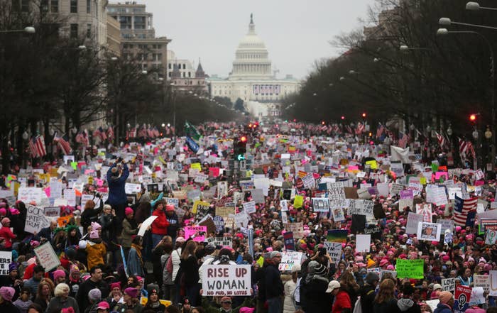 自由で楽しい500万人の女性デモ行進 警察官もハイタッチ アヒルやホッキョクグマも参加 自由で楽しい500万人の女性デモ行進 警察官もハイタッチ アヒルやホッキョクグマも参加