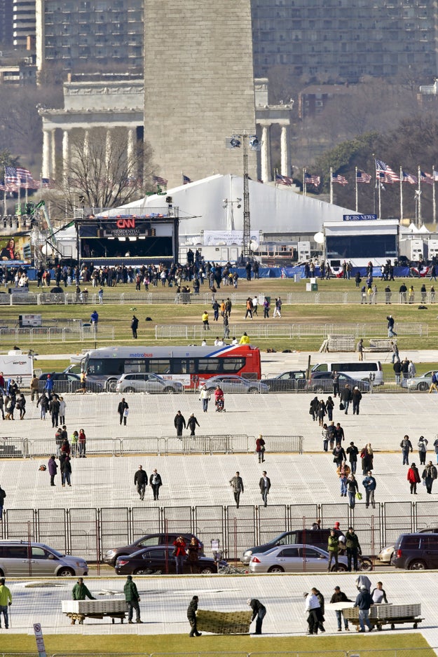 Spicer also said that perhaps the size of the crowd was made more evident because this was the first time white covers had been placed on the Mall — but that's also wrong. Here's President Obama's 2013 inauguration: