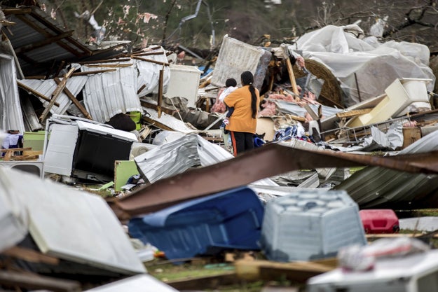 At least 16 people were killed in severe weather that swept through the southeast US over the weekend.