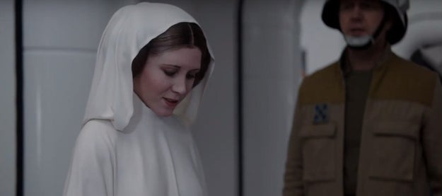 If you've seen Rogue One, than you know the climactic final two minutes of the film feature not only a terrifying scene with Darth Vader, but also Princess Leia.