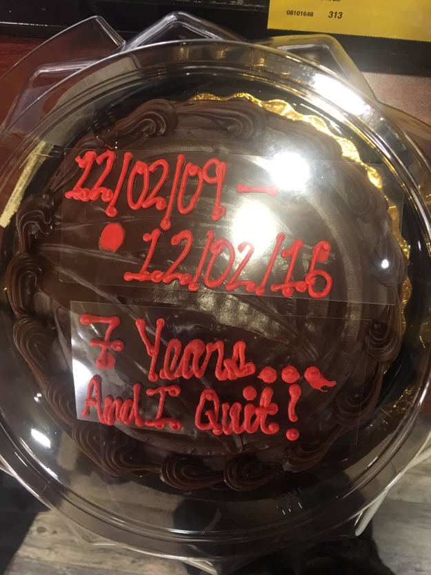 This "I quit" cake: