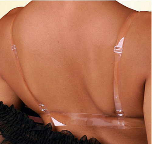 back of clear plastic strap bra