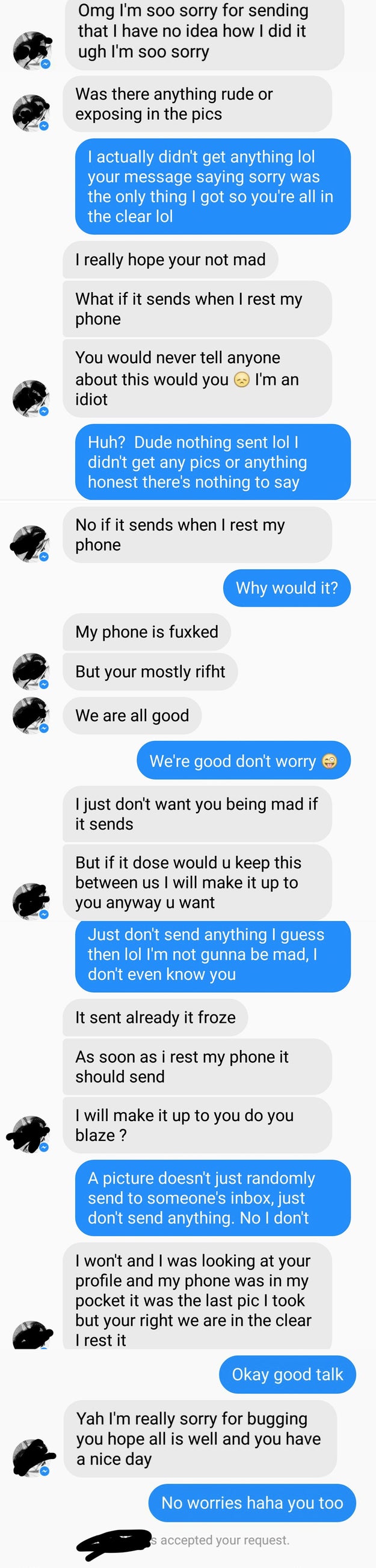 "I totally didn't mean to send you the naked photos I'm about to send you right now!"
