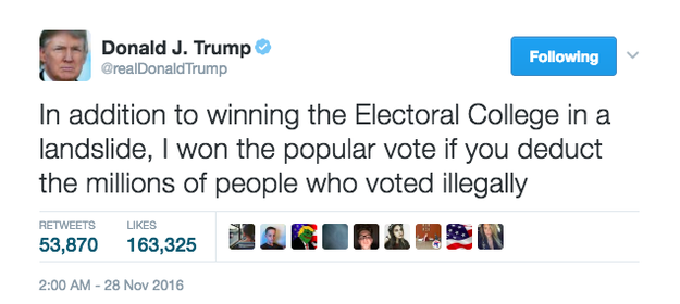 President Trump used his first meeting with congressional leaders on Monday to reiterate a false claim about losing the popular vote because of "millions of people who voted illegally."