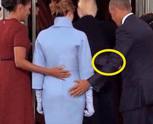 And by bad Photoshop I mean so bad that you can literally still see some of Obama's original arm in the photo.