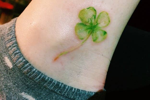 I went for a watercolor-style four-leaf clover. While, yes, I am very Irish, I also just love the simplicity the four-leaf clover offers. Plus, it can’t hurt to have a little extra luck in my life!—chloescott32
