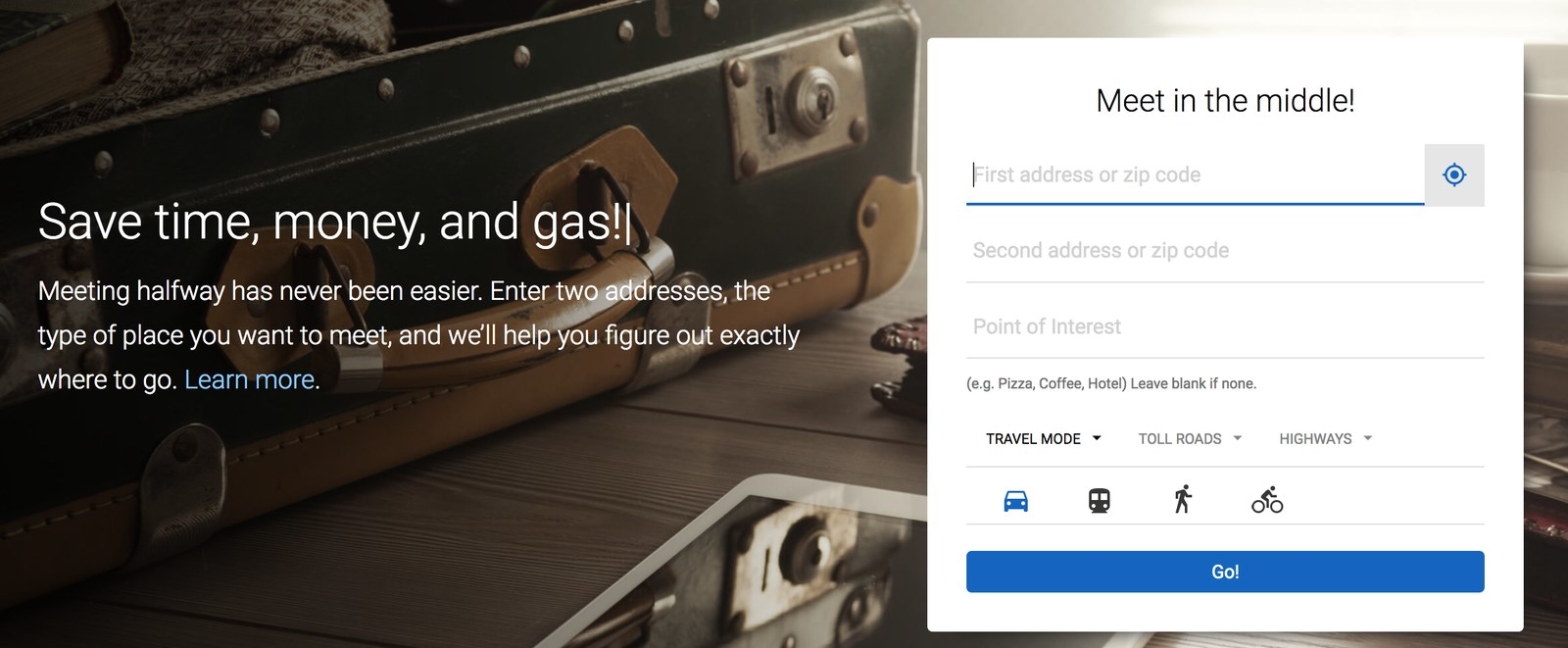 Need to meet someone for a Craigslist transaction, MeetWays will find the halfway point so you don't blow all the money you saved on gas.Check it out.