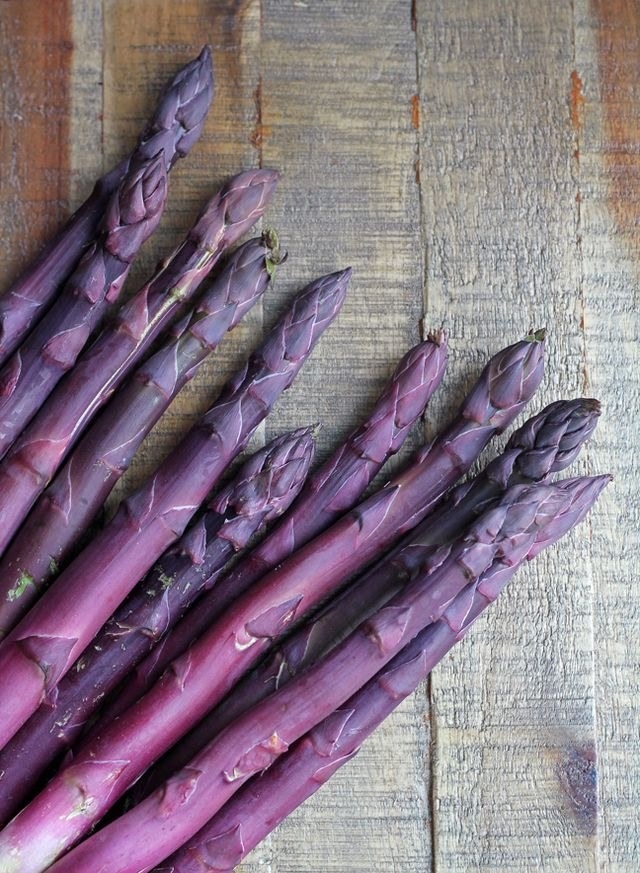 Don't be fooled. These purple asparagus might look like evil minions, but they are far from despicable! Purple asparagus, like any veggie, is actually good for you.