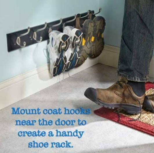 Stop your kids from misplacing their shoes by placing a shoe rack by the front door.