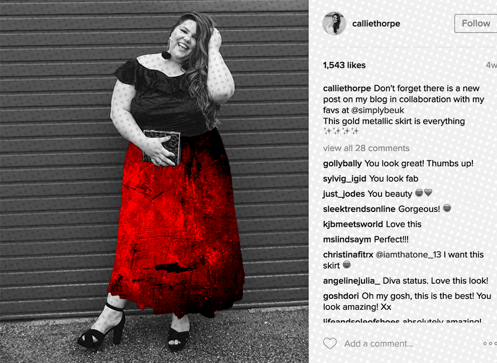 Callie Thorpe, a blogger who tweeted about her discomfort with promoting fashion brands following revelations of unethical working practices.