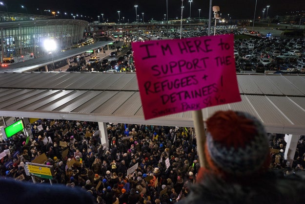 Demonstrations continued to grow and news spread of travelers being detained at deported Saturday.