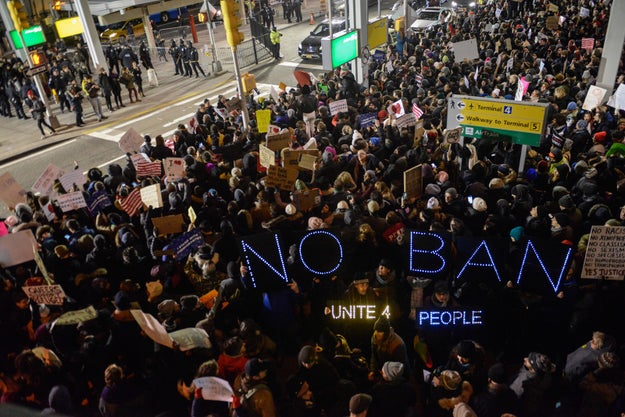 Protests broke out at airports across the US Saturday when travelers were denied entry under an executive order signed by President Donald Trump.