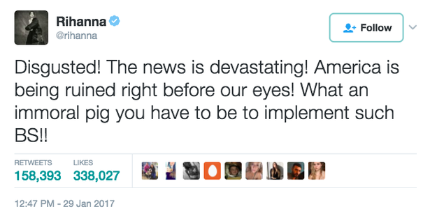 Everyone knows that Rihanna, the queen of clapbacks and shade, is very vocal about her anti–Donald Trump stance.